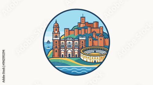 Malaga Emblem Alcazaba Cathedral and Roman Theatre