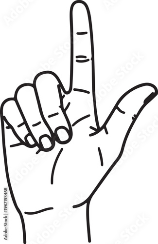 Black line of human hand with pointing index finger