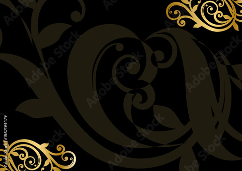 高級感のある黒とゴールドのアラベスク背景