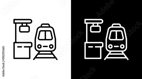 Subway Station White Icon Set Design