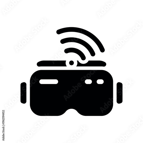 Wireless VR Headset Connected To Wifi Concept Icon