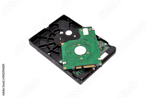 Two hard disk drives isolated on transparent background