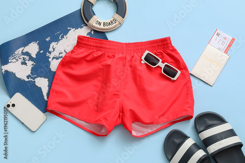 Swimming trunks with map an...