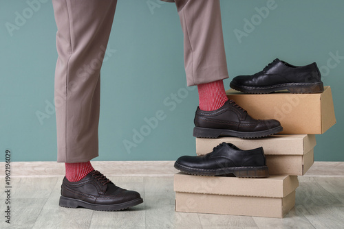Male legs with stylish shoe...