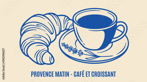 Coffee and croissant breakfast concept illustrating cafe branding message for menu promotion hospitality marketing and morning lifestyle communication design