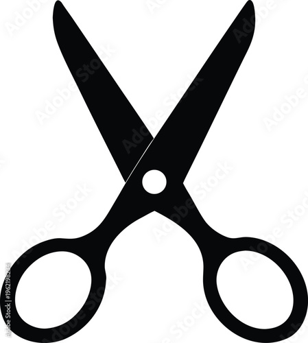 Simple black scissors cutting tool vector icon