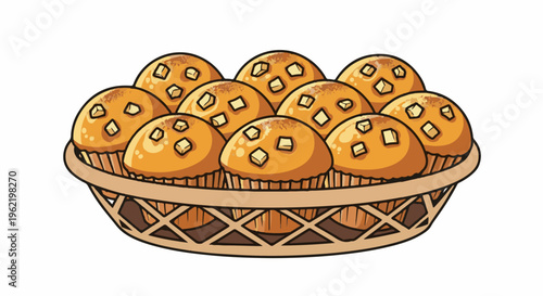 A basket filled with delicious looking baked muffins