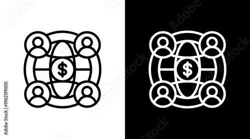 Global Business Network White Icon Set Design