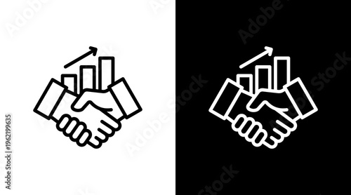 Partnership Growth White Icon Set Design
