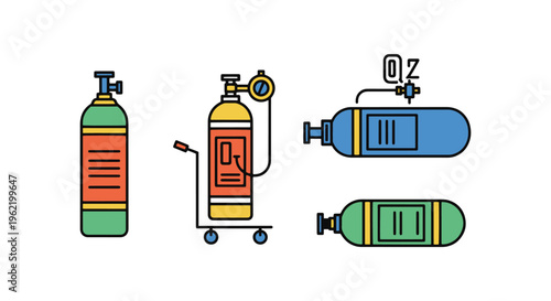 Oxygen Cylinder Line art abstract simple illustration vector