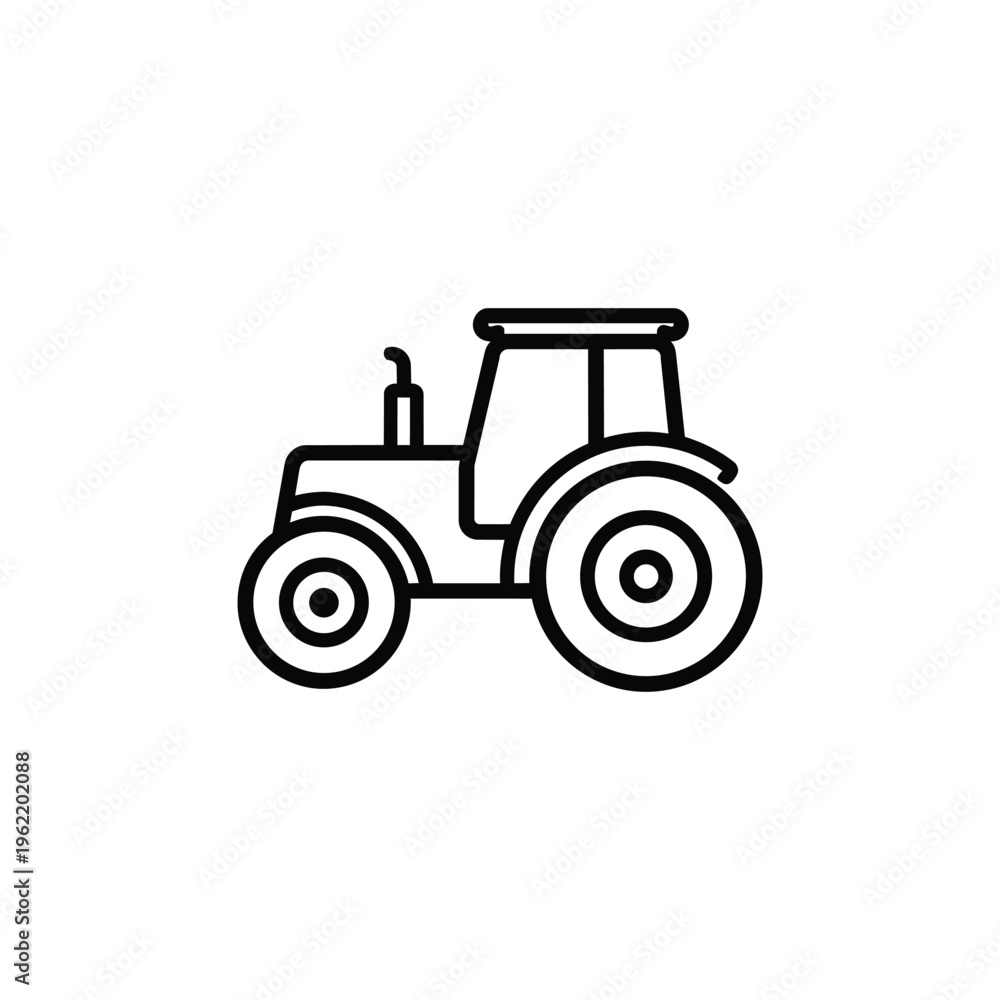 Obraz premium Farming tractor vector icon black and white tractor illustration for farming and agriculture design
