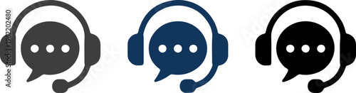 Customer Support Headset Icons | Help Desk Communication Symbols