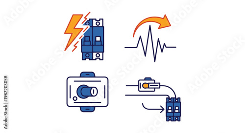 Overcurrent Relay Line art clean abstract color pattern