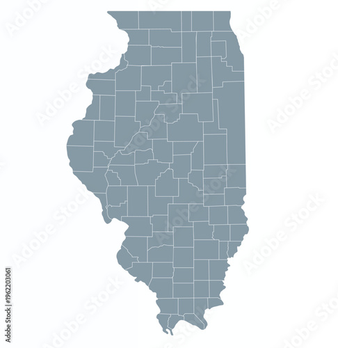 Map of Illinois state with counties borders