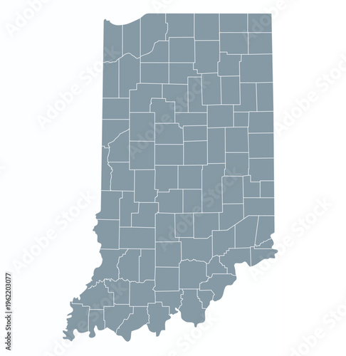 Map of Indiana state with counties borders