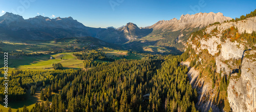 Bild auf Leinwand Aerial panoramic view of the Devoluy massif in the French Alps, Hautes-Alpes, France