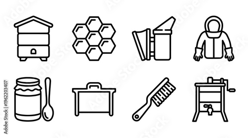 Bee keeping equipment and supplies vector illustration for design