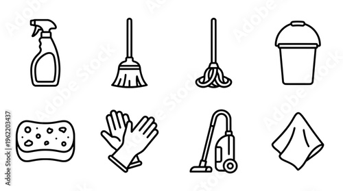 Clean household items vector set for cleaning service or housekeeping