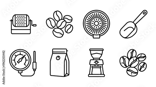 Coffee beans and equipment illustrations perfect for design projects and branding