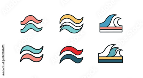 Free Download Minimal Wave Icon Line art simple abstract colorful pattern - GFXLoad