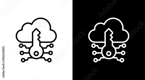 Encryption Key White Icon Set Design