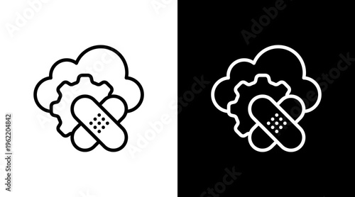 Security Patch Management White Icon Set Design