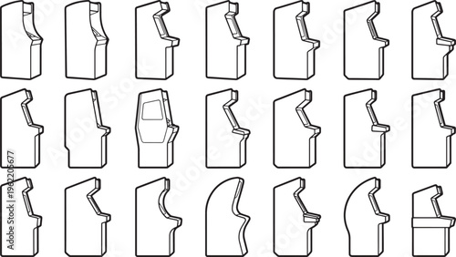 A collection of arcade machine outlines.
