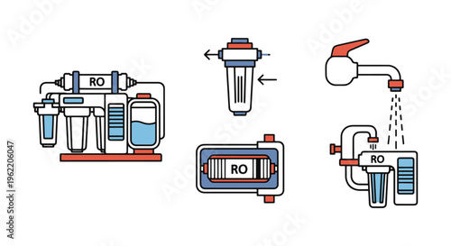 Reverse Osmosis System Line minimal abstract pattern illustration