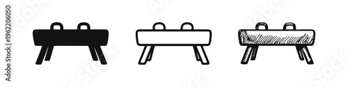 Gymnastics Pommel Horse Icon Set for Sports and Exercise Design