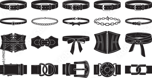 A curated collection of stylish belts, showcasing diverse designs, buckles, and fashion-forward aesthetics for a sophisticated wardrobe. 