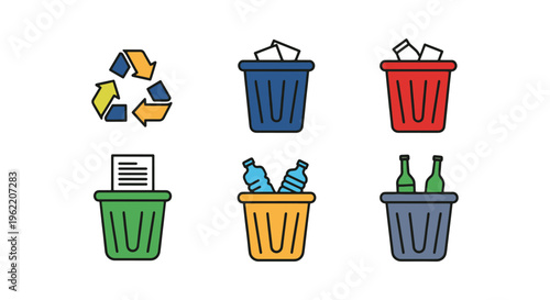 Public waste recycle Line art modern clean shapes vector