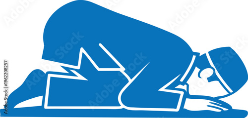 Person crouching down with lightning bolt