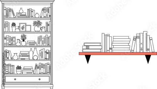 Bookshelves with Decorative Items and Books for Stylish Home Organization