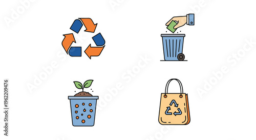 Reduce waste Line art vector simple abstract