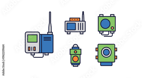 RTU Device Line art vector clean abstract colorful shapes