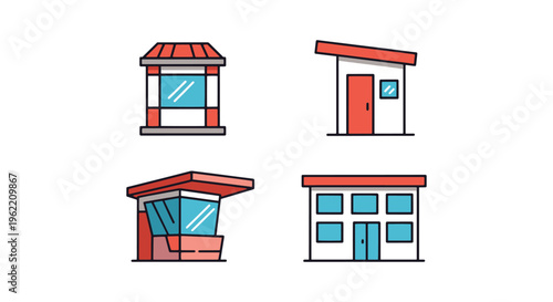 Security Guard Hut Line art abstract colorful pattern illustration