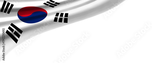 White background with the flag of South Korea in the upper left corner