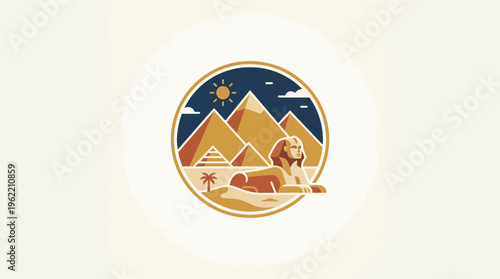 Egyptian Pyramids and Sphinx Emblem