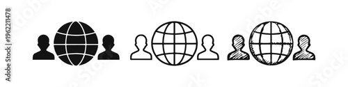 Worldwide Team and International User Network Icons Set