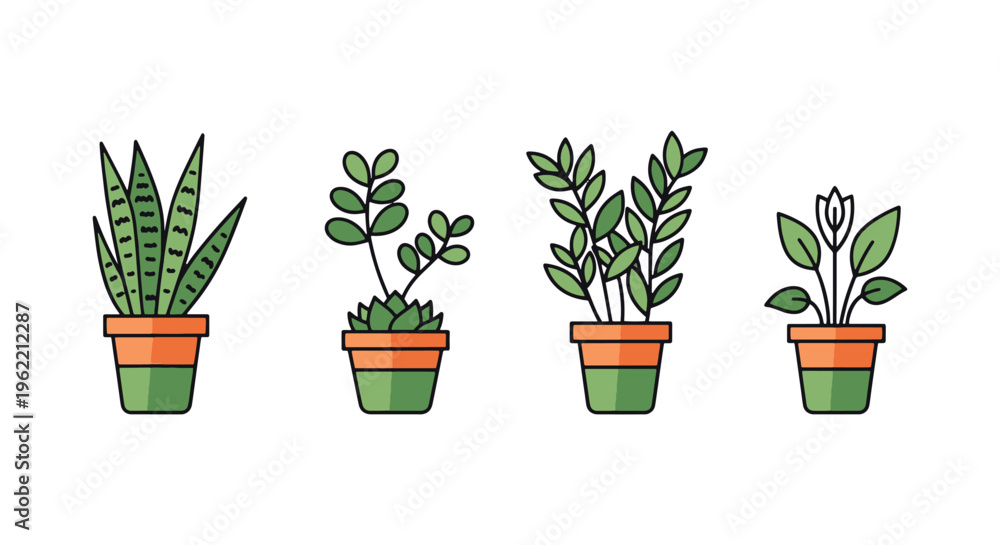 Fototapeta premium Office Plant Line art vector clean abstract