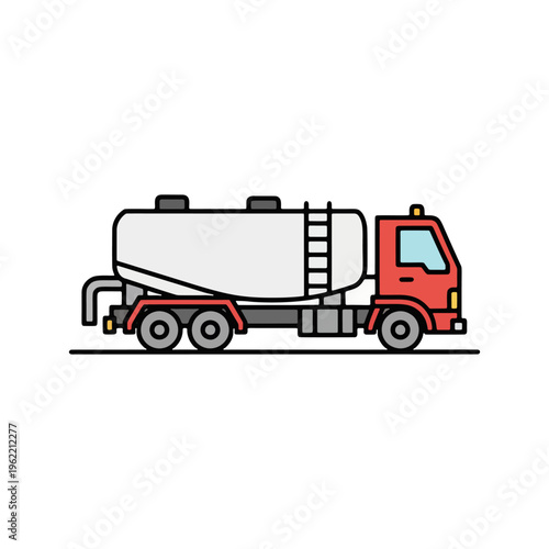 Airport refueling tanker truck for aviation fuel service flat vector