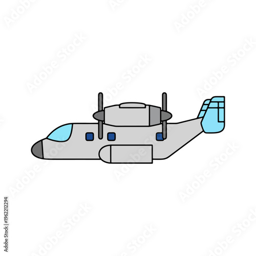 Heavy military transport aircraft cargo freighter plane flat vector