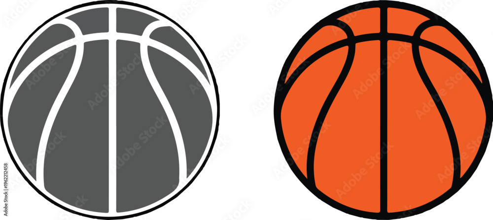 Obraz premium Basketball Vector Icons Set Outline Silhouette And Flat Ball Collection Sport Symbol Design For Logo Branding And Graphic Use