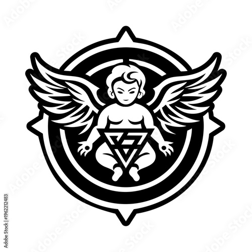 Fotografie Cherubim symbol icon in solid style