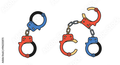 Police Handcuffs Line art modern abstract simple vector