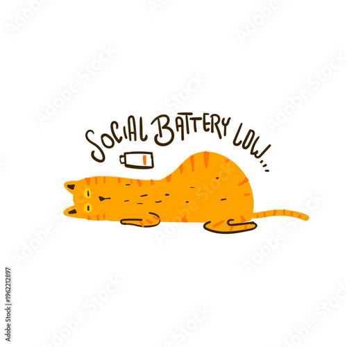 Social battery low, vector illustration