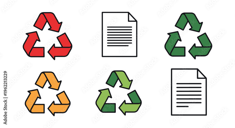 Obraz premium Paper recycling sign Line art clean abstract color pattern