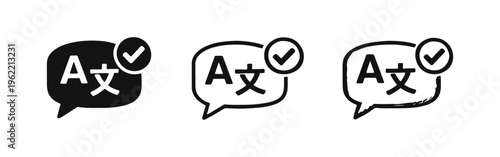Language Translation Service Success Checkmark Icons