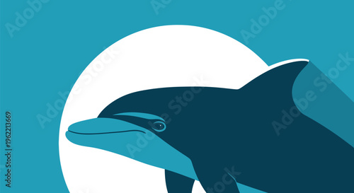 Graceful Dolphin Silhouetted Against a Bright Full Moon.