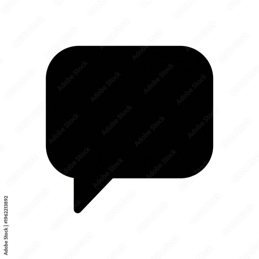 Fototapeta premium Minimalist Chat Icon – Solid Black Message Bubble Symbol for UI UX and App Interface